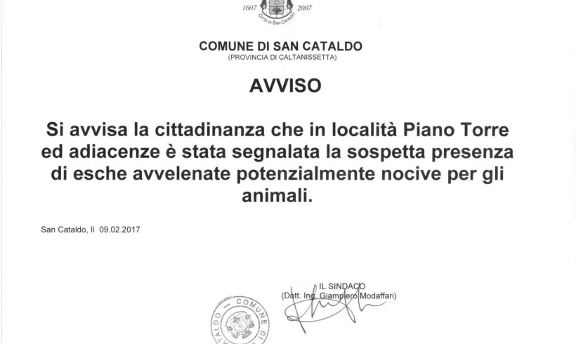 A San Cataldo è allarme avvelenamenti con decine di cani uccisi. Il WWF lancia un appello mentre la polizia municipale indaga